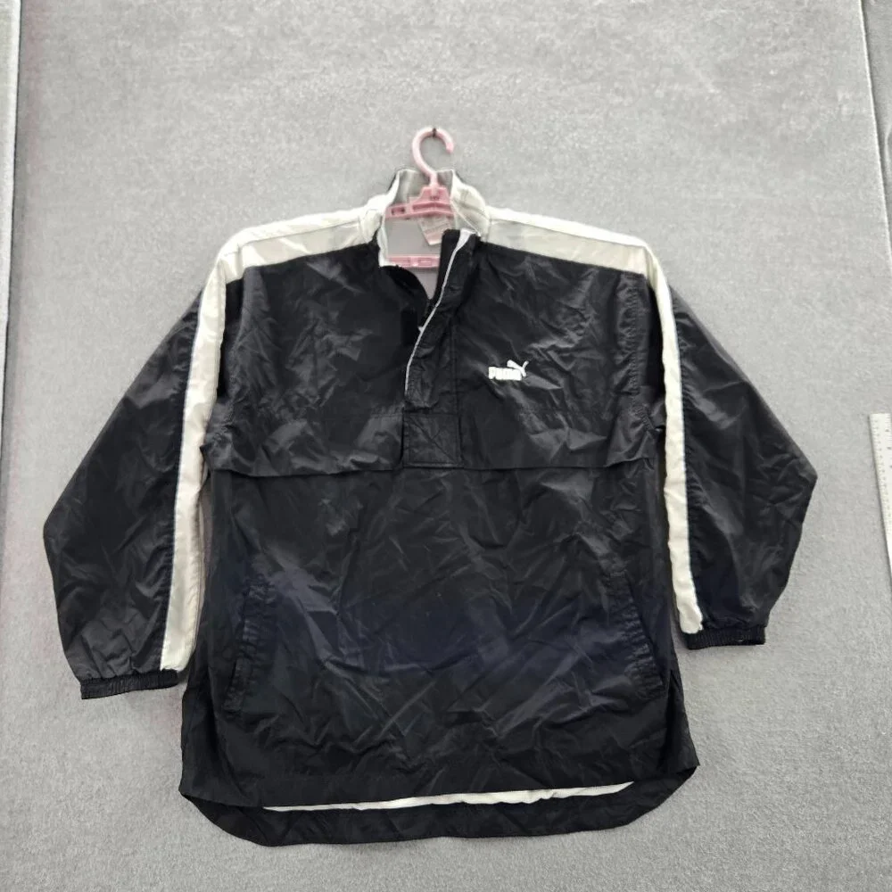 Puma Jacket M Black Nylon Polyester Windbreaker Activewear Logo Long‎ Sleeve